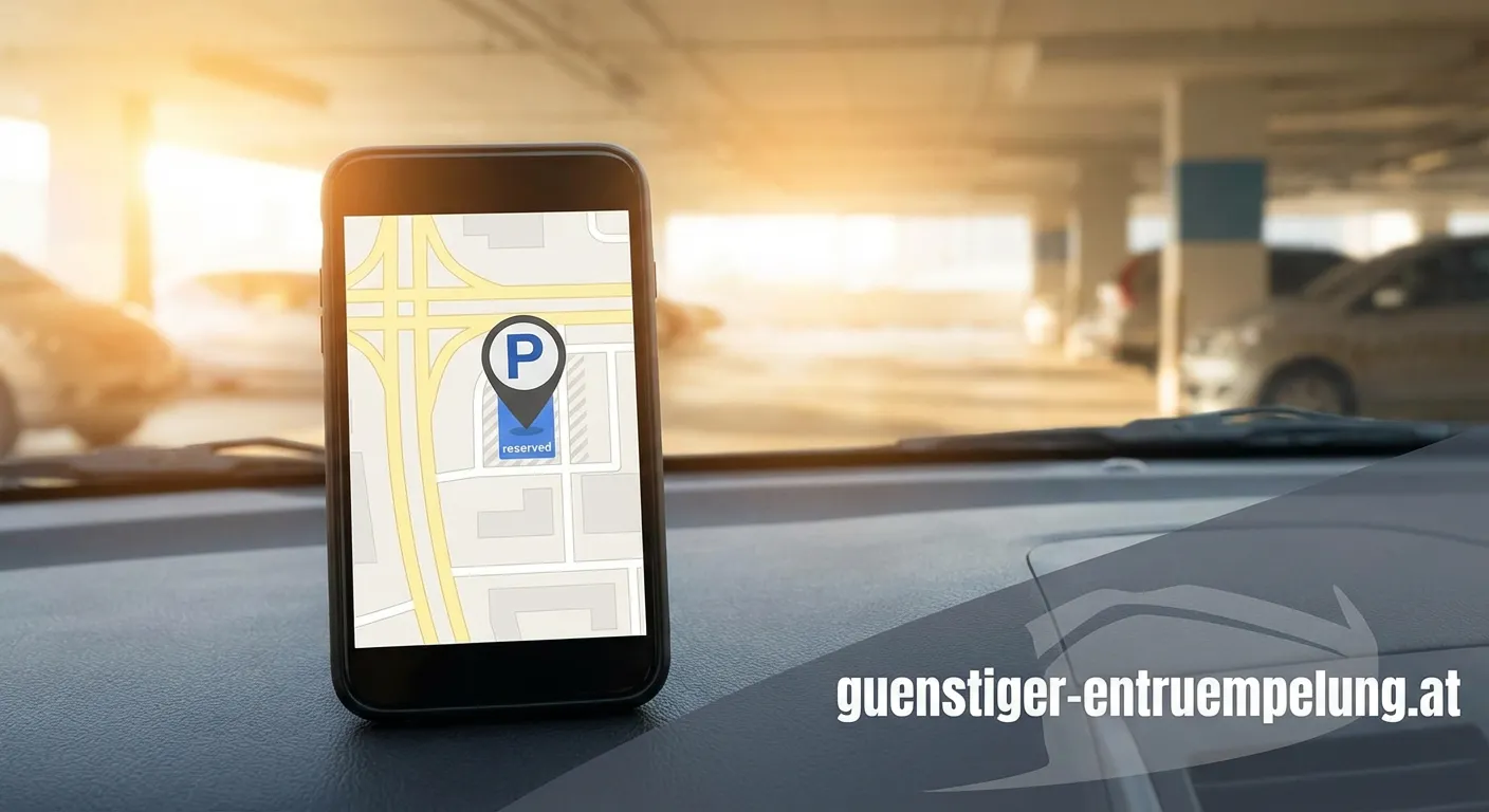 Smartphone-App zur Parkplatzreservierung zeigt verfügbare Stellplätze auf Karte
