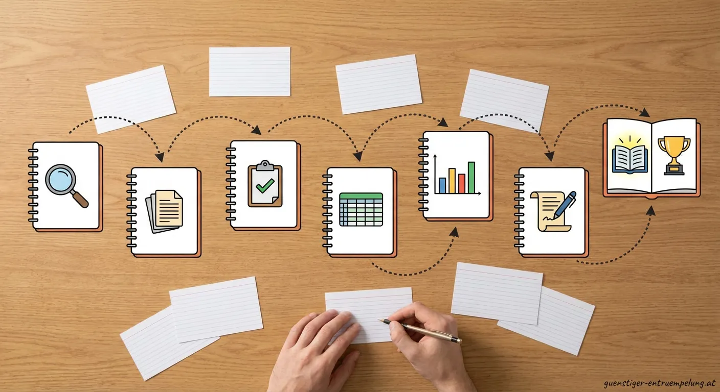Person am Computer analysiert Daten und Diagramme, um eine Studie zu erstellen